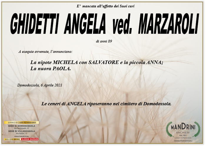 funebre GHIDETTI ANGELA
