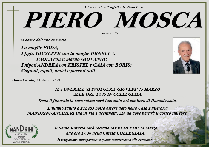 funebre PIERO MOSCA