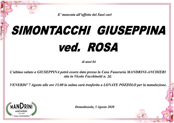 funebre SIMONTECCHI GIUSEPPINA