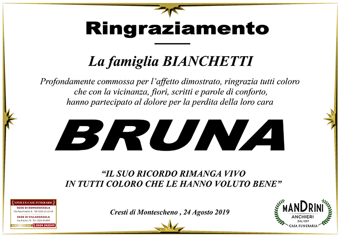 ringraziamento veia bianchetti bruna